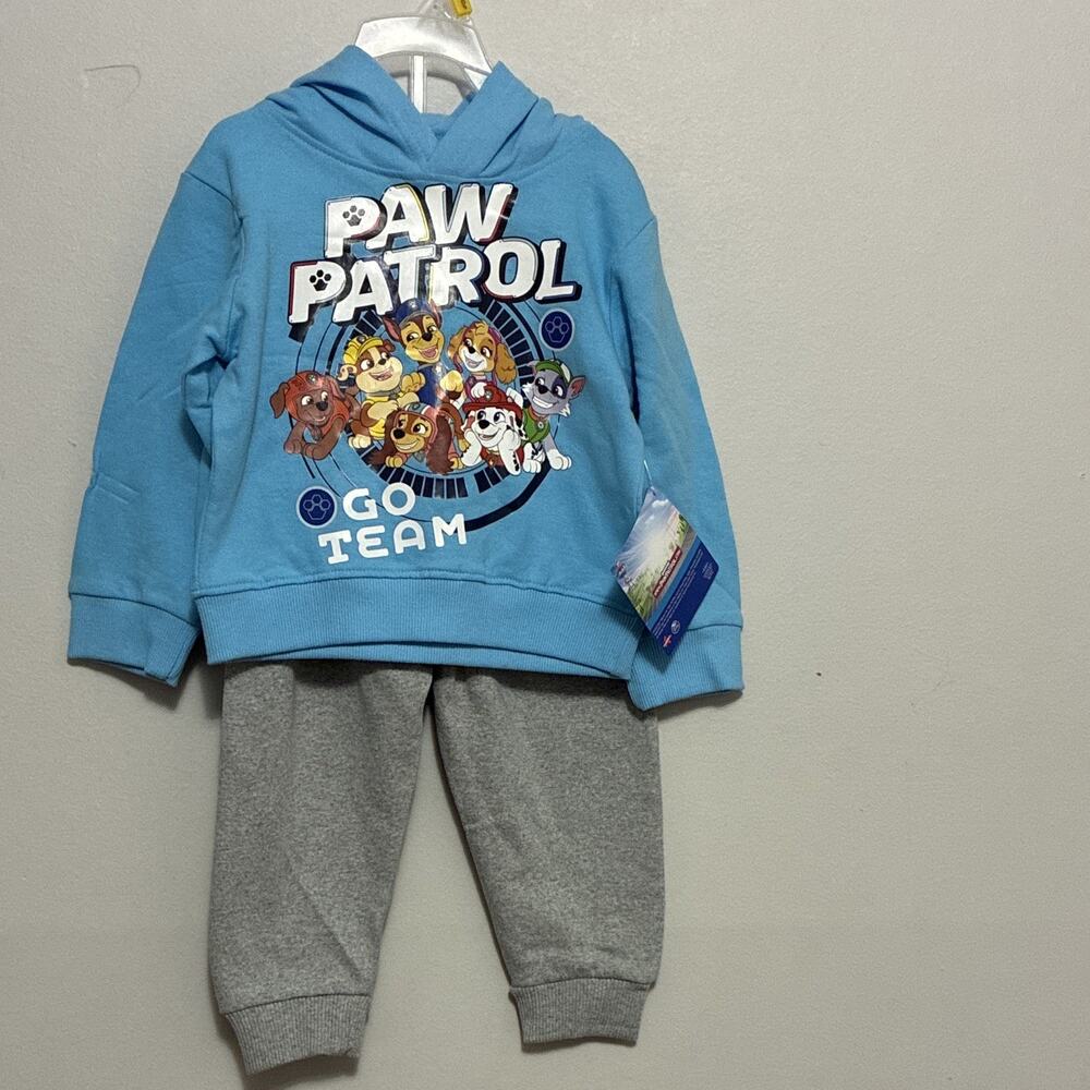 NWT Paw Patrol Toddler Boys Hoodie Pants Set Go Team Light Blue Gray 18M Nick Jr